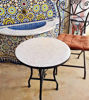 Picture of All White Handmade Outdoor Coffee Table – Intricate Moroccan Mosaic Bistro Table