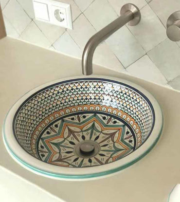 Picture of 14" Custom Ceramic Sink - Bathroom Washbasin Hand-painted Inside & Out