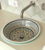 Picture of 14" Custom Ceramic Sink, Bathroom Washbasin handpainted outside & inside