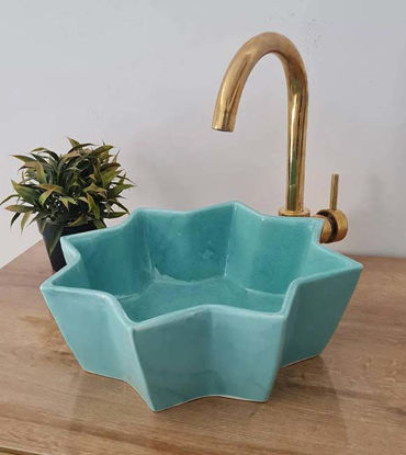 Picture of 14" Turquoise Hexagone Bathroom Vessel Sink