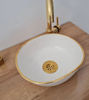 Picture of 14 Karat Gold Luxury Oval Bathroom Sink – Handmade Moroccan Vessel Sink 10"x12" Custom Ceramic Wash Basin