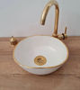 Picture of 14 Karat Gold Luxury Oval Bathroom Sink – Handmade Moroccan Vessel Sink 10"x12" Custom Ceramic Wash Basin