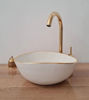 Picture of 14 Karat Gold Luxury Oval Bathroom Sink – Handmade Moroccan Vessel Sink 10"x12" Custom Ceramic Wash Basin