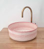 Picture of Bathroom Vessel Sink - Pink Bathroom WashBasin - Countertop Basin - Mid Century Modern Bowl Sink Lavatory - Solid Brass Drain Cap Gift