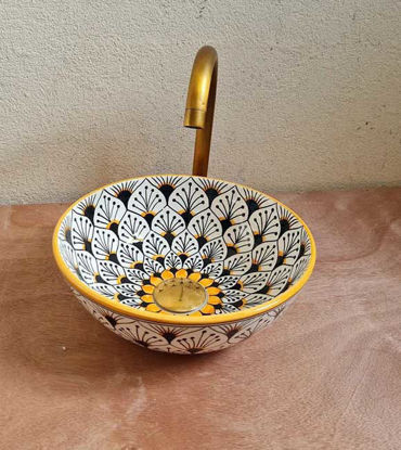 Picture of 10''- 20'' Sunflower Unique Design Ceramic Sink - Handmade Ceramic Bathroom Vanity Sink - Ceramic Vessel Sink - Bathroom Decor