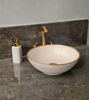 Picture of 14 Karat Gold & Rose Gold Washbasin Ceramic Bathroom Vessel - CUSTOMIZABLE 14k Gold Rim Bathroom Sink - Guest's Room Vanity Vessel Sink