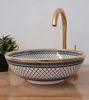 Picture of 14 Karat Gold Ceramic Bathroom Vessel - CUSTOMIZABLE 14k Gold Rim Bathroom Sink - Countertop Handmade Basin - Black Fish Scales Design