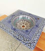 Picture of Customizable Ceramic & Mosaic Wall-Mounted Console Sink – Handmade Antique Washbasin in Mid-Century Style