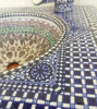 Picture of Customizable Ceramic & Mosaic Wall-Mounted Console Sink – Handmade Antique Washbasin in Mid-Century Style