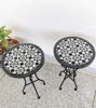 Picture of Black & White Mosaic Coffee Table – Custom Round Handmade Moroccan Zellige Table for Patio or Living Room