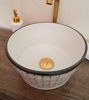 Picture of Bucket Shaped Bathroom Sink - Mid Century Vessel Sink - Vanity White Ceramic Basin - BUCKET Pail Shape Sink - Handpainted Standard 14" Sink