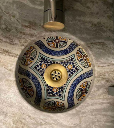 Picture of Bohemian Drop In Sink - Mid Century Modern Bathroom Sink - Ceramic Washbasin - Handmade Ceramic Sink - Vanity Sink - Countertop Basin