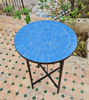 Picture of Custom Made Natural Blue Zellige Color Table - Mid Century Modern Table - Outdoor Patio Furniture - Outdoor Zellije Table - Farmhouse Table