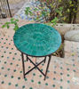 Picture of Custom Made Emerald Green Zellige Color Table - Mid Century Modern Table - Outdoor Patio Furniture - Outdoor Zellije Table - Farmhouse Table