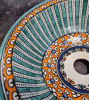Handcrafted Moroccan ceramic vessel sink with unique colorful designs, ideal for enhancing any bathroom's aesthetic appeal.