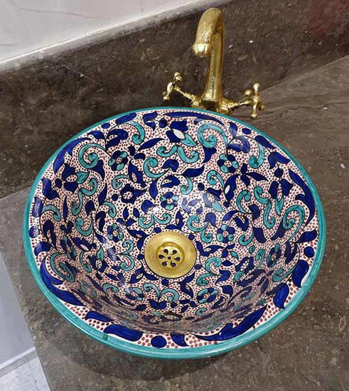Picture of CUSTOMIZABLE Ceramic Vessel / Drop In Sink, Bathroom Ceramic Sink Bowl, HandPainted Ceramic Basin, Bathroom Improvement, Bathroom Remodeling