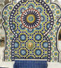 Customizable Moroccan mosaic fountain with vibrant colors and floral motifs, creating a serene ambiance.