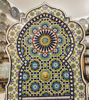Handmade Moroccan mosaic fountain in royal blue, featuring intricate floral designs