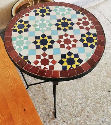 Picture of CUSTOMIZABLE Garden Patio Handmade Outdoor Decor Table - Outdoor Indoor - CUSTOM Mid Century Table- Farmhouse Handmade Colorful Artwork