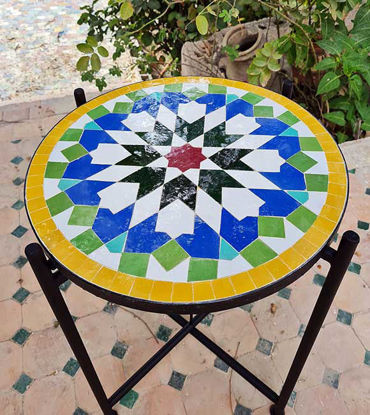 Picture of Customizable Moorish Star Mosaic Coffee Table – Handmade Mid-Century Outdoor/Indoor Decor