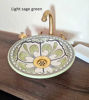 Picture of Custom Orange & White Ceramic Sink – Handpainted Vessel & Drop-In Bathroom Basin with Brass Rim