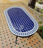 Picture of CUSTOMIZABLE Oval Mosaic Table - Crafts Mosaic Table - Blue and White Mid Century Zellije Table - Dining Table For Outdoor & Indoor - GIFT