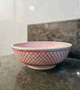 Picture of CUSTOMIZABLE Red & White Ceramic Vessel / Drop In Sink, Bathroom Ceramic Sink Bowl, HandPainted Ceramic Basin, Countertop Vessel Sink