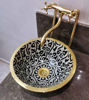 Picture of CUSTOMIZABLE Unlacquered Brass Rim Bathroom Sink - Brass & Ceramic Bathroom Vessel - Provide Us With Color And Brass Finish - Handmade Basin