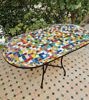 Picture of Customizable Rainbow Oval Mosaic Dining Table – Handmade Moroccan Zellige for Indoor & Outdoor Use
