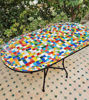 Picture of Customizable Rainbow Oval Mosaic Dining Table – Handmade Moroccan Zellige for Indoor & Outdoor Use