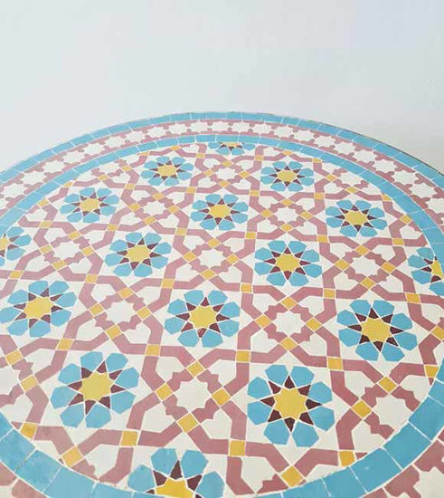Picture of Customizable Turquoise Mosaic Table – Handmade Moroccan Zellige Coffee Table for Indoor & Outdoor Spaces