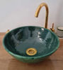 Picture of Emerald Green Moroccan Ceramic Bathroom Sink – ZITI Rustic Handmade Washbasin
