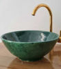 Picture of Emerald Green Moroccan Ceramic Bathroom Sink – ZITI Rustic Handmade Washbasin