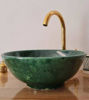 Picture of Emerald Green Moroccan Ceramic Bathroom Sink – ZITI Rustic Handmade Washbasin