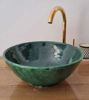 Picture of Emerald Green Moroccan Ceramic Bathroom Sink – ZITI Rustic Handmade Washbasin