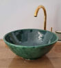 Picture of Emerald Green Moroccan Ceramic Bathroom Sink – ZITI Rustic Handmade Washbasin