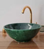 Picture of Emerald Green Moroccan Ceramic Bathroom Sink – ZITI Rustic Handmade Washbasin