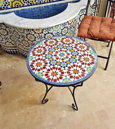 Picture of Handmade Outdoor Coffee Table - Complicated Mosaic Pattern multi-colored Table - Bistro Table GIFT