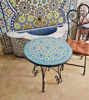 Picture of Handmade Outdoor Coffee Table - Complicated Mosaic Pattern Turquoise Table - Bistro Table GIFT