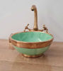 Picture of Green & Aged Brushed Brass Bathroom Vanity Sink - Antique Decor