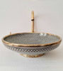 Picture of Handcrafted Farmhouse KHEL Basin - Mid-Century Modern Vanity Sink - Brushed Solid Brass Rimed - Fish Scales Minimalist Design Sink + Gift