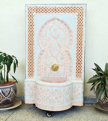 Picture of HUGE Rose Gold Garden Patio Rustic Outdoor Wall Water Fountain - Outdoor Indoor Mid Century Fountain - Mosaic Art - Handmade Wall Fountain