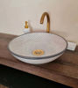 Picture of Mid Century Modern Bathroom Sink - Ceramic Washbasin - Gray & white basin sink - Handmade Ceramic Sink - Vanity Sink - Countertop Basin