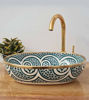 Picture of Mid Century Modern Oval Sink - Handmade Oval Washbasin - Teal Blue