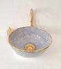 Picture of Handmade Moroccan Ceramic Bathroom Sink – Mid-Century Modern Boho Washbasin with Golden Trim + Free Brass Drain Cap & Candle Holder