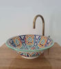 Picture of Handmade Mid Century Modern Moroccan Ceramic Sink – BELDI Washbasin for Vanity, Countertop & Bathroom Décor