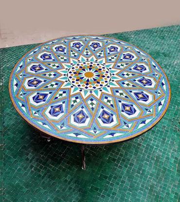 Picture of Mid-Century Modern Zellige Table – Custom-Made Moroccan Mosaic Coffee Table