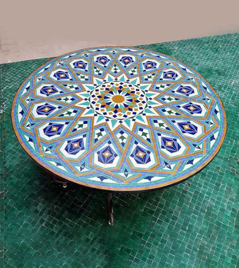 Picture of Mid-Century Modern Zellige Table – Custom-Made Moroccan Mosaic Coffee Table