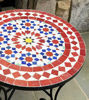 Picture of Mosaic Patio Table - Red & Blue Zellige Table - Custom Your Height - Mid Century Design - Handmade Coffee Table For Outdoor and Indoor