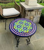 Purple & Blue Mosaic Outdoor Coffee Table beside a chair